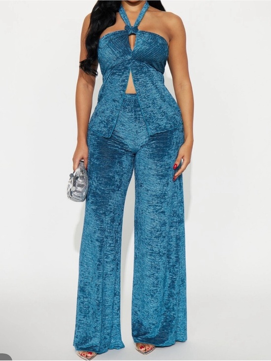 Fashion Nova Pants - Alexa Shimmer Velvet Pant Set